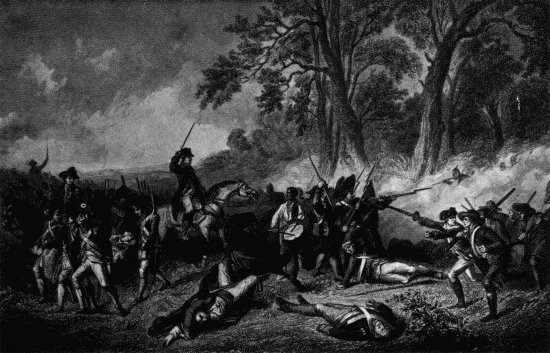 The Fall of Braddock. (From a painting by C. Schuessele, published in 1859.)