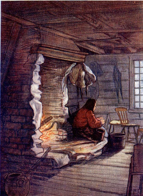 MAKING THE DINNER—A COTTAGE INTERIOR AT SÆLBO