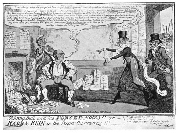 Johnny Bull and his FORGED Notes!! or

RAGS & RUIN in the Paper Currency!!!

No. 865 in Reid's Catalogue, published Jan. 1819.