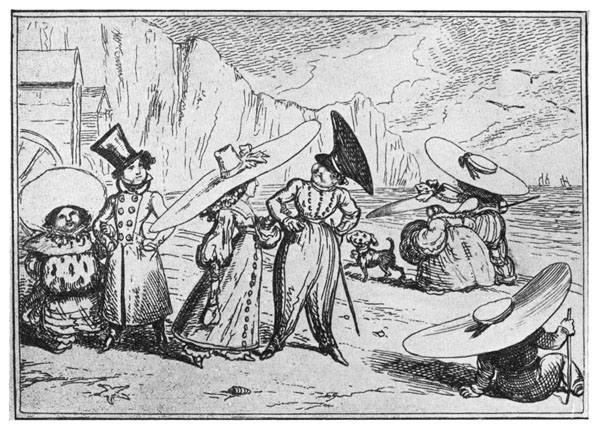 Humour Brobdignag bonnet Cruikshank 19th century cartoon