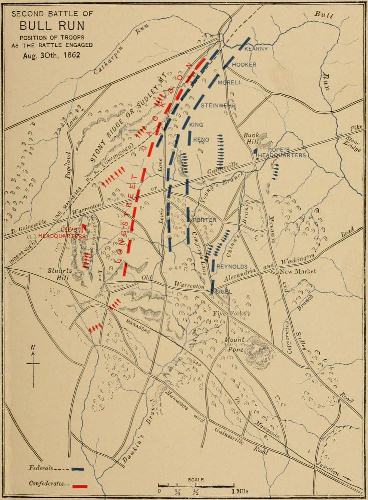 SECOND BATTLE OF BULL RUN. POSITION OF TROOPS AS THE BATTLE ENGAGED Aug. 30th, 1862