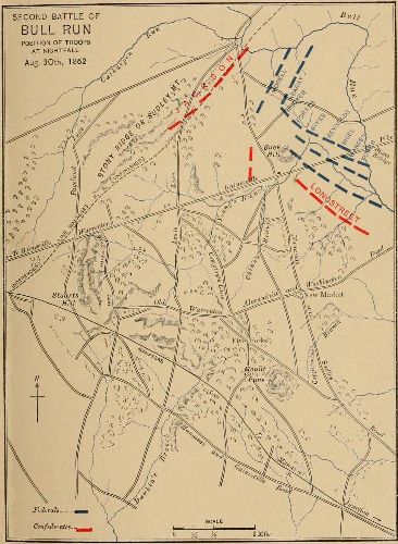 SECOND BATTLE OF BULL RUN. POSITION OF TROOPS AT NIGHTFALL Aug. 30th, 1862