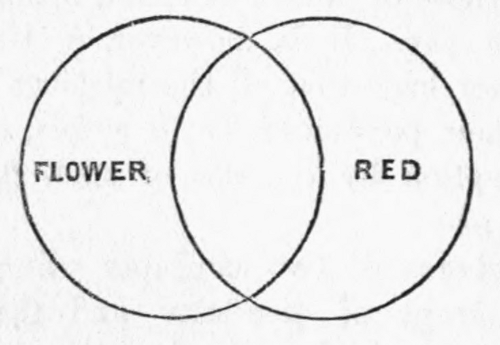 A "Venn" diagram showing the overlap between flower and red