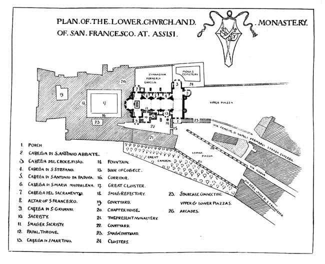 PLAN OF THE LOWER CHURCH AND MONASTERY
OF SAN FRANCESCO AT ASSISI