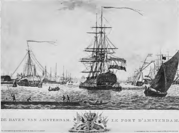 WARSHIP ENTERING THE PORT OF AMSTERDAM