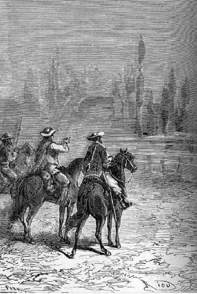 Paganel had ook gelegenheid om een aardig uitwerksel der luchtspiegeling
te laten opmerken.