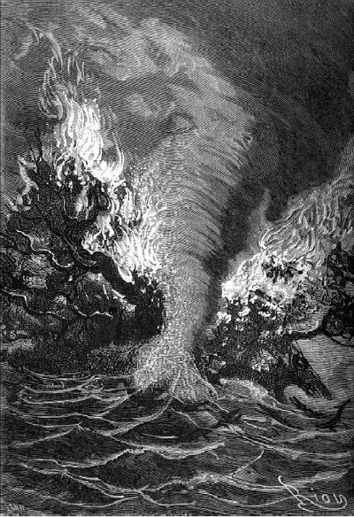 Binnen weinige oogenblikken stortte de reusachtige hoos
zich op den boom...