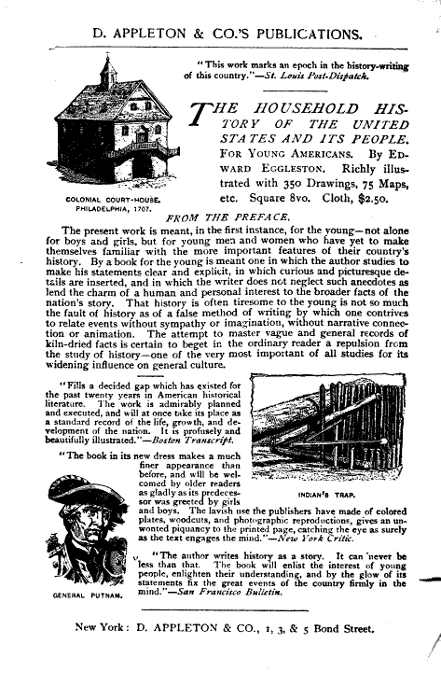 advert for THE HOUSEHOLD HISTORY OF THE UNITED STATES AND ITS PEOPLE