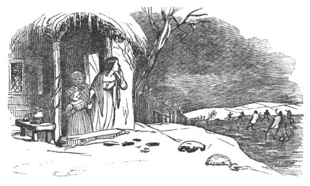 Lady and children looking out doorway