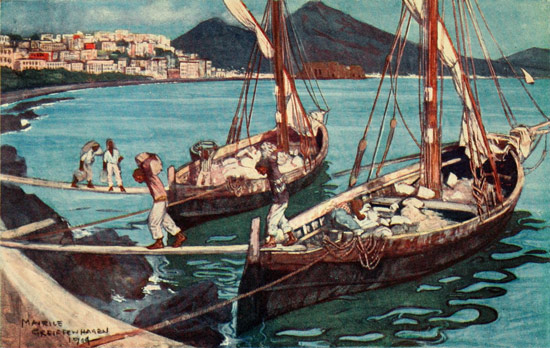 UNLOADING BOATS, BAY OF NAPLES.