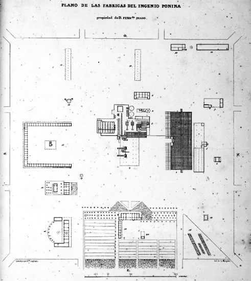 PLANO DE LAS FABRICAS DEL INGENIO PONINA
propiedad de D. FERN.DO DIAGO.