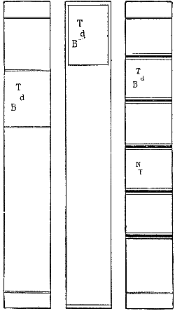 Figs. 87, 88, and 89—Three simple backs. T, d, B = Title; N, T = Sub Title.