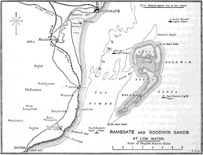 MAP SHOWING COAST OF RAMSGATE AND THE GOODWIN SANDS