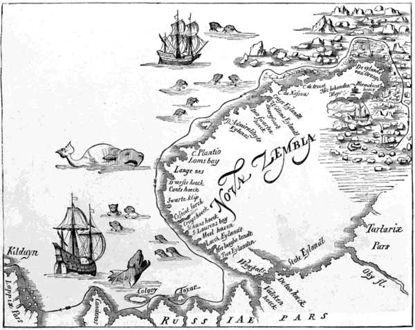 NOVA ZEMBLA, SHOWING THE ROUTE TAKEN BY BARENTS AND HIS FOLLOWERS
