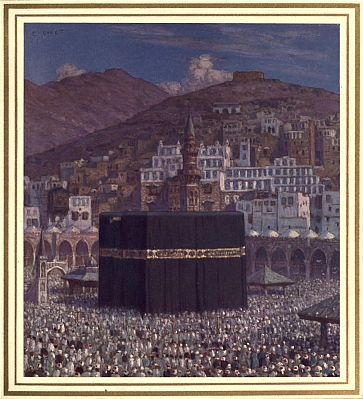 Illustration: Praying round the Sacred Temple of the Ka'bah of Mekka.