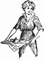 woman with tray