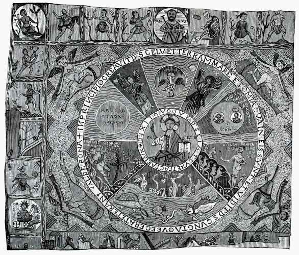TAPESTRY AT THE CATHEDRAL OF GERONA; REPRESENTING THE
CREATION, &C.—SPANISH, 11TH CENTURY. To face p. 267.