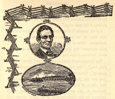 Decorative—head of Lincoln and rail fence