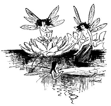 two fairies in lotus blossoms