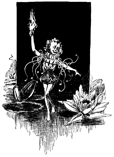 fairy standing in waterlilies