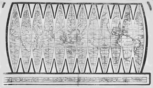 Terrestrial
Globe Gores of François de Mongenet, 1552.