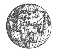 Honter Globe. From his Rudimenta cosmographica.