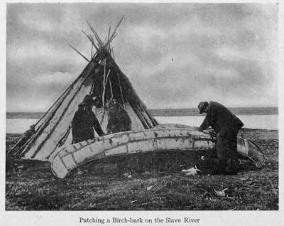 Patching a Birch-bark on the Slave River