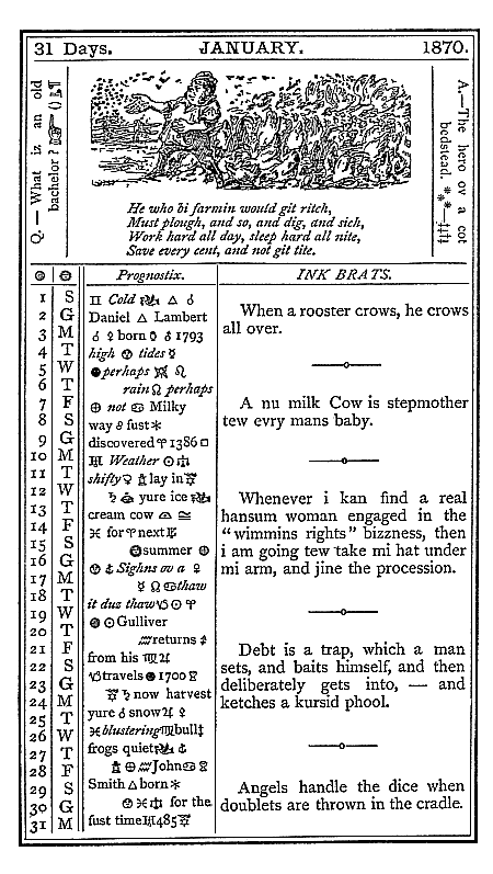 almanac January 1870
