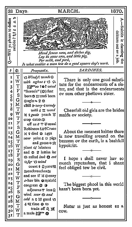 almanac March 1870