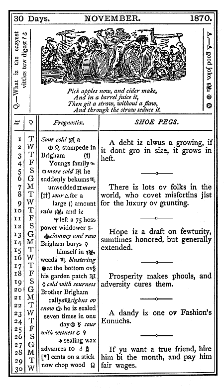 almanac November 1870
