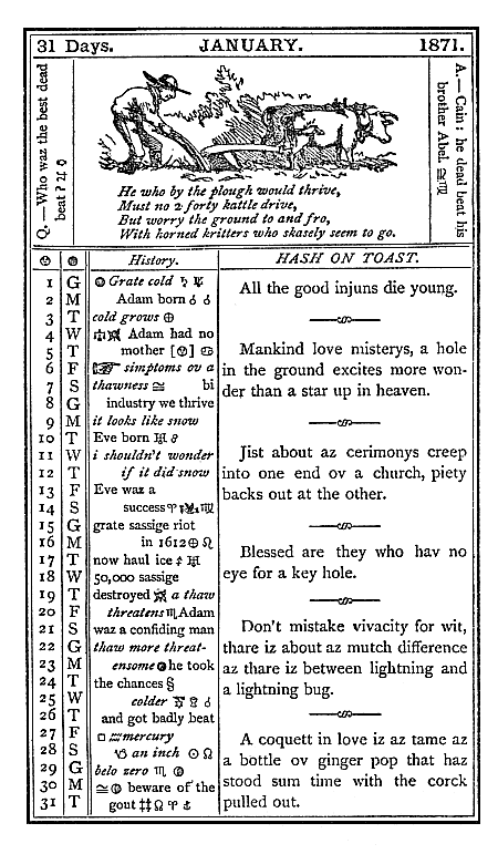 almanac January 1871