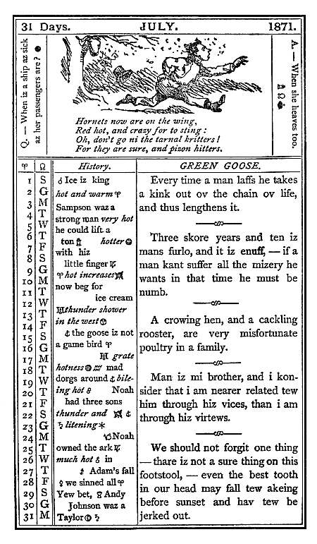 almanac July 1871