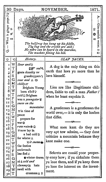 almanac November 1871