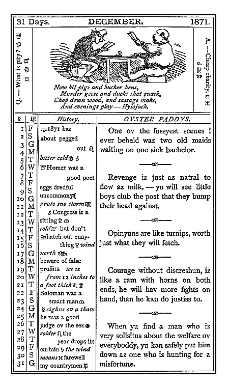 almanac December 1871