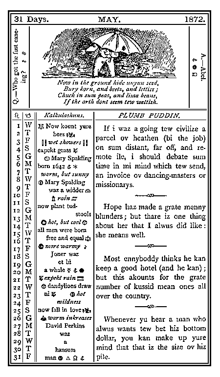 almanac May 1872