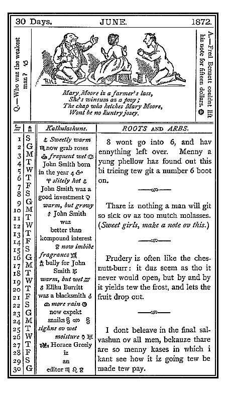 almanac June 1872