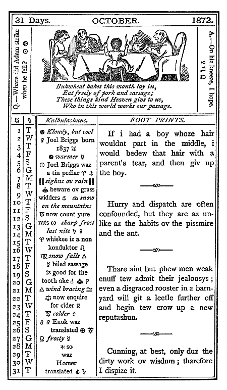 almanac October 1872