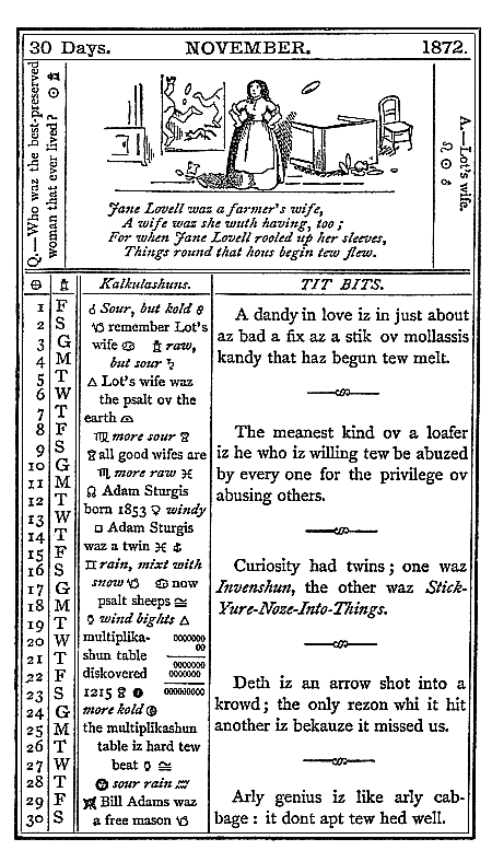 almanac November 1872