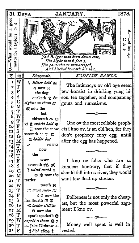 almanac January 1873