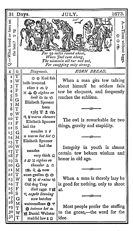 almanac July 1873