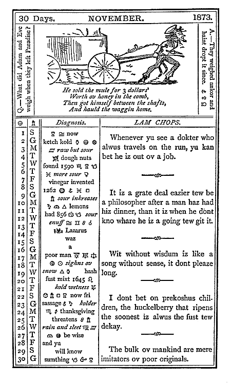 almanac November 1873