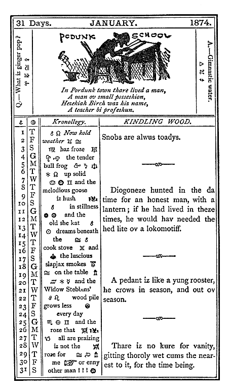 almanac January 1874