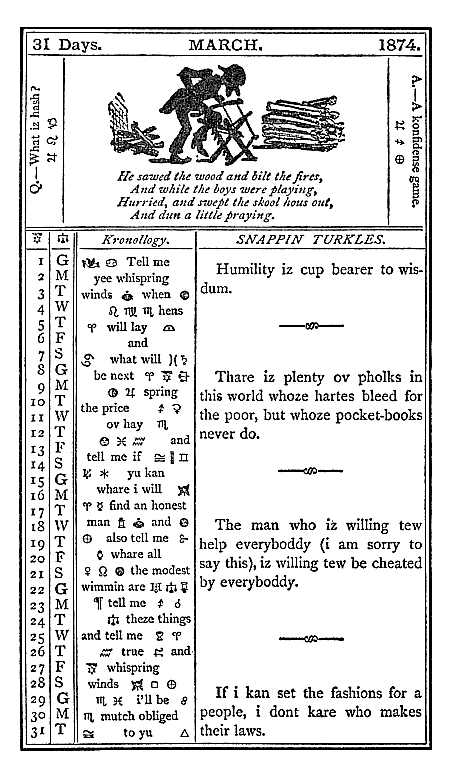 almanac March 1874