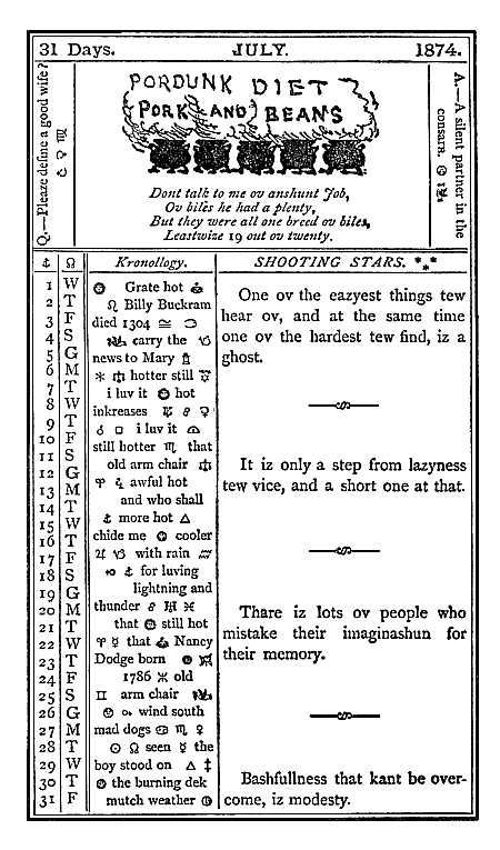 almanac July 1874