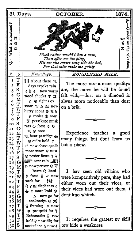 almanac October 1874