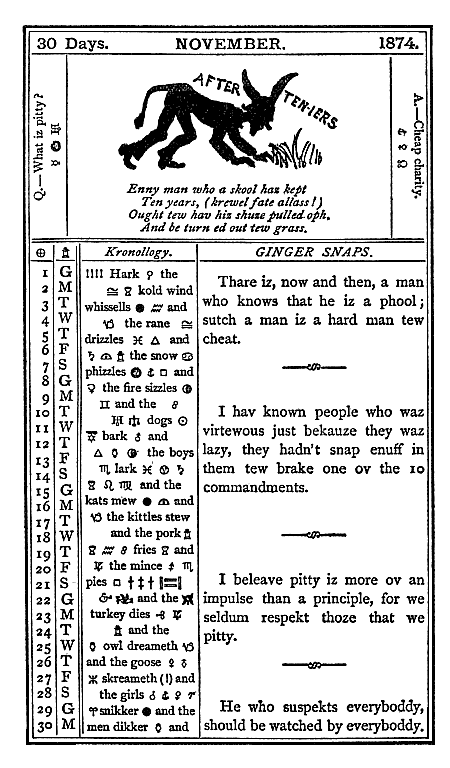 almanac November 1874