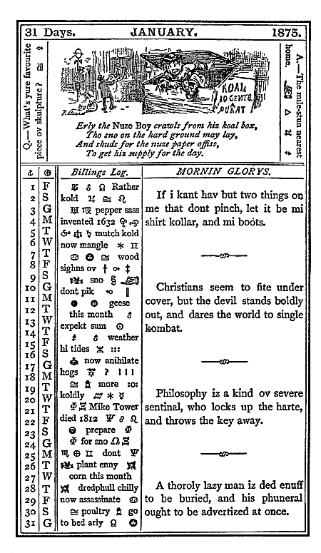 almanac January 1875