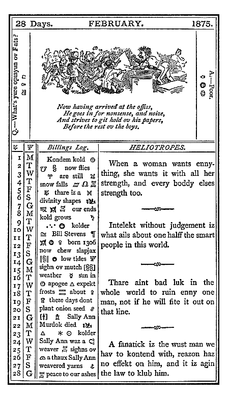 almanac February 1875