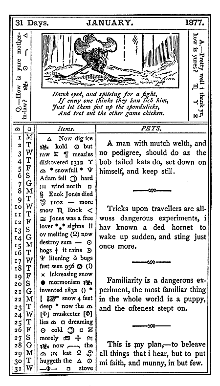 almanac January 1877