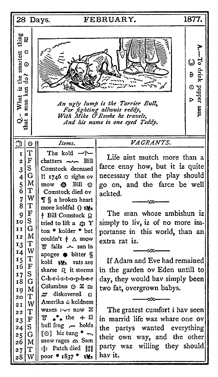 almanac February 1877